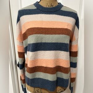 Madewell Women's Striped Crew Neck Sweater - Blue, Brown, Peach